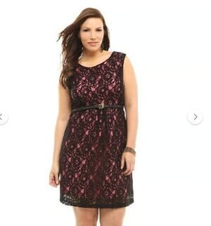 Torrid Women's Sleeveless Lace Sheath Dress Black Pink Size 16